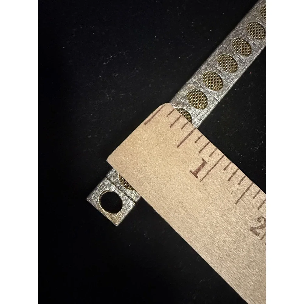 Vintage Gold Tone‎ Panel Cut Out Oval Box Link Mesh Bracelet 7.5